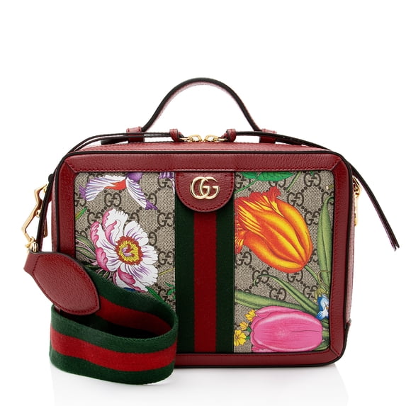 Pre-Owned Gucci GG Supreme Flora Ophidia Small Top Handle