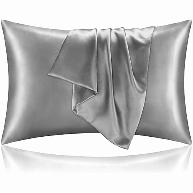 Chenchen Satin Pillowcase for Hair and Skin, Super Soft and Cooling Similar to Silk Pillow Cases 2 Pack with Envelope Closure, Gift for Women Men(20"x40" King Size, Grey)
