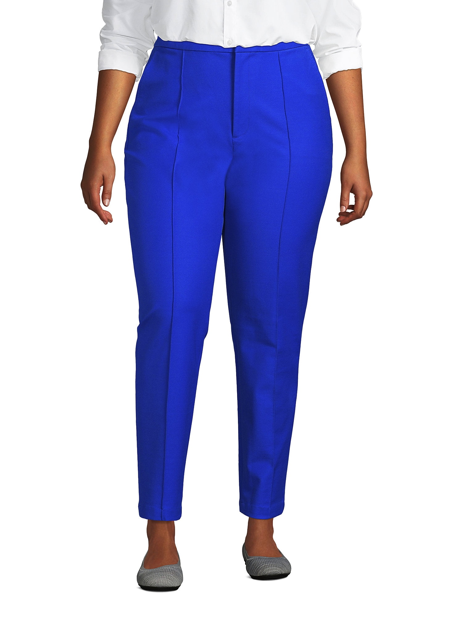 Lands' End Women's Plus Size High Rise Bi Stretch Pintuck Pencil Ankle