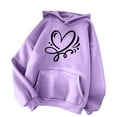 thumbnail image 4 of Fanxing Juniors Casual Heart Fleece Sweatshirt Lightweight Long Sleeve Pullover Hoodies for Teen Girls Cute Love Heart Graphic Hooded Sweatshirts My Recent Orders Placed Purple,XXL, 4 of 4