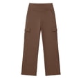 thumbnail image 5 of Hurxie Women's Wide Leg Yoga Pants with Pockets Stretchy Cargo Work Dress Pants High Waisted Travel Scrub Trousers Brown,2XL, 5 of 6