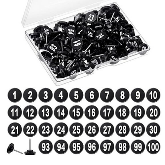 100PCS Decorative Pushpins Number Thumb Tacks with Storage Box for Cork Board, Photo Wall, Map, Home & Office Decor