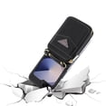 thumbnail image 3 of ChicShell Wallet Case For Samsung Galaxy Z Flip 6, RFID Blocking PU Leather Zipper Handbag Purse Flip Cover, Kickstand Case with Card Slots Holder Wrist Strap Lanyard, Black, 3 of 9