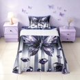 thumbnail image 2 of Homewish Glowing Butterfly Twin Sheets for Girls, Bling Stars Diamonds Bedding, Blue White, 3-Piece (1 Flat Sheet, 1 Fitted Sheet and 1 Pillowcase), 2 of 6