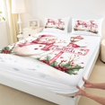 thumbnail image 3 of Feelyou Kawaii Pink Snowman Queen Sheet Sets, Winter Snowflake Flat Sheet, Happy Christmas Holiday Queen Fitted Sheet, Lightweight Room Decor, 4pcs, 3 of 7