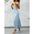 thumbnail image 2 of Damas Temperamento Vestido Largo Slip, Verano Mujeres Estilo Ocio Color Contraste Empalme Cuello en V Sin Mangas Playa Falda Slim, 2 of 5