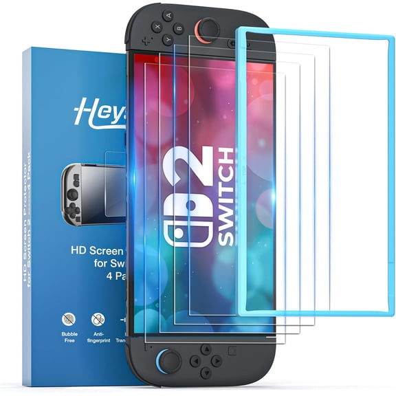 4 Pack Switch 2 Screen Protector for Nintendo Switch 2-Tempered Glass with Switch 2 Screen Protector Installation Tools, Zero Bubble Install,Transparent 4K HD,Anti-Scratch,Anti-Fingerprint