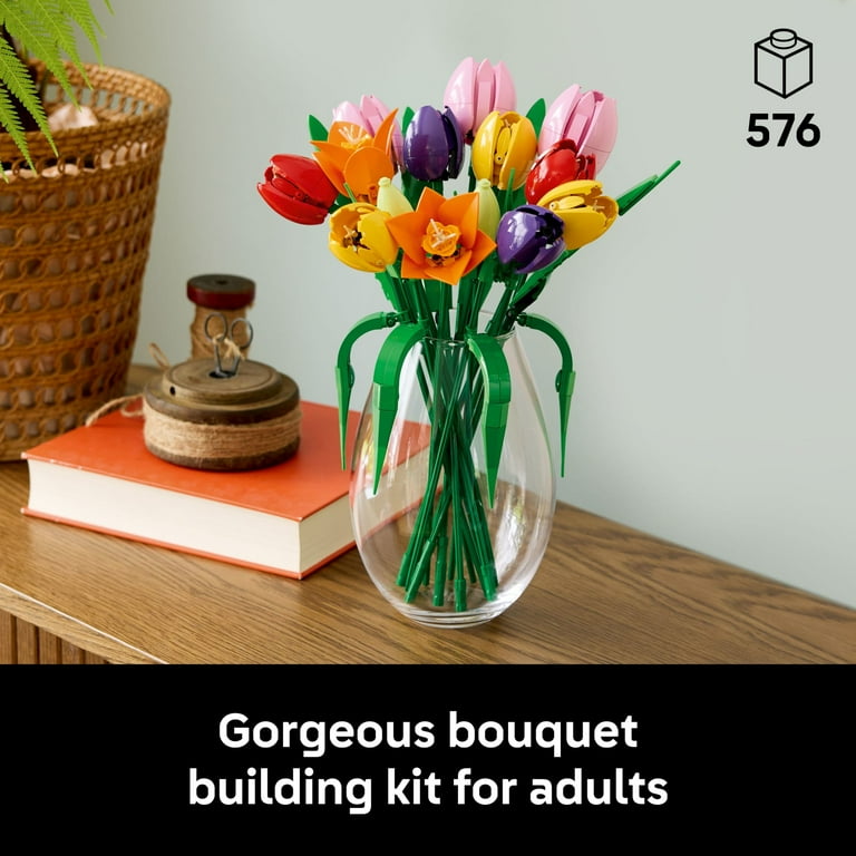 LEGO Botanicals Tulip Bouquet Building Set for Adults - DIY Bedroom, Book Shelf & Office Decor for Women & Men, Ages 18+ - Artificial Flowers Crafting Kit - Gift Idea for Birthdays - 11501
