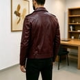 thumbnail image 4 of LYSMORA 2026 Men's Asymmetric Zip Faux Leather Jacket, Lapel Collar Belted Waist Multi Zipper Pockets Loose Fit Biker Casual Outerwear, 4 of 7