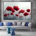 thumbnail image 2 of Mudket Red Flower Flowers in Mist Canvas Wall Art, Floral Botanical Wall Decor, Framed Ready to Hang Artwork for Living Room Bedroom Office - 12"L x 8"W, 2 of 10