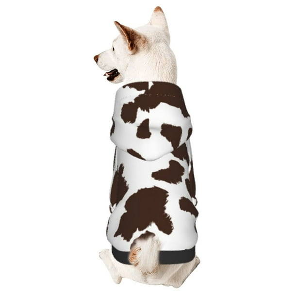 Fotbe Brown Cow Sudadera con Estampado para Perros Pequeños – Suéter con Capucha para Mascotas, Tela Suave de Forro Polar con Bolsillo-X-Small