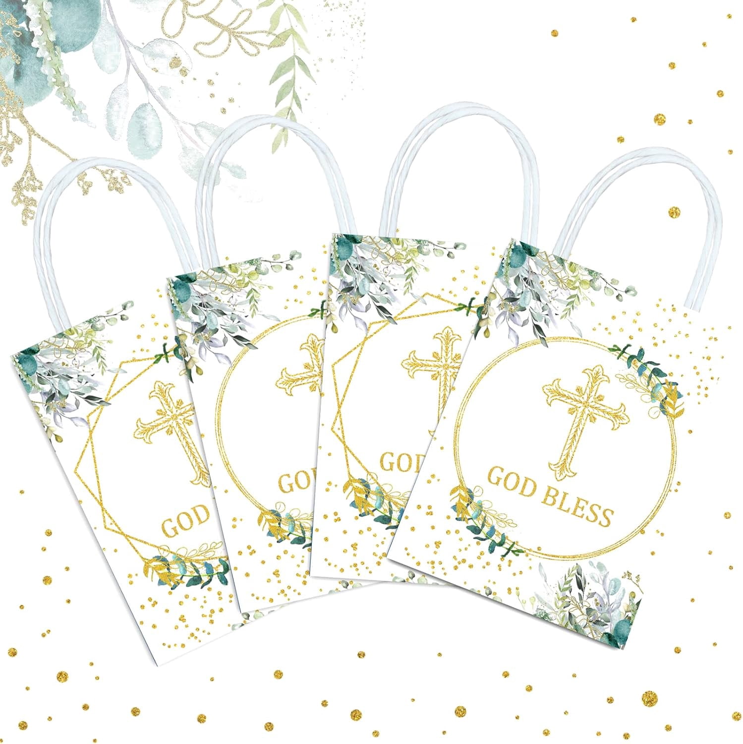 20 Pack Religious Party Favor Gift Bags for Christening Gifts for Girls and Boys Baptism, First Communion, Weddings, Confirmations or Other Religious Occasions