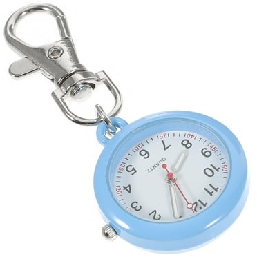 Nurse badge reel retractable watch Pocket Watch with Key Buckle Metal Nurse Watch Clip on Watch Glass Pocket Watch Badge Watches for Nurse Easy to Read