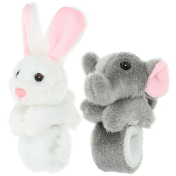 ELAYARD 2Pcs Slap Bracelets Animals Plush for Jungle Theme Decorations Kids School Parties