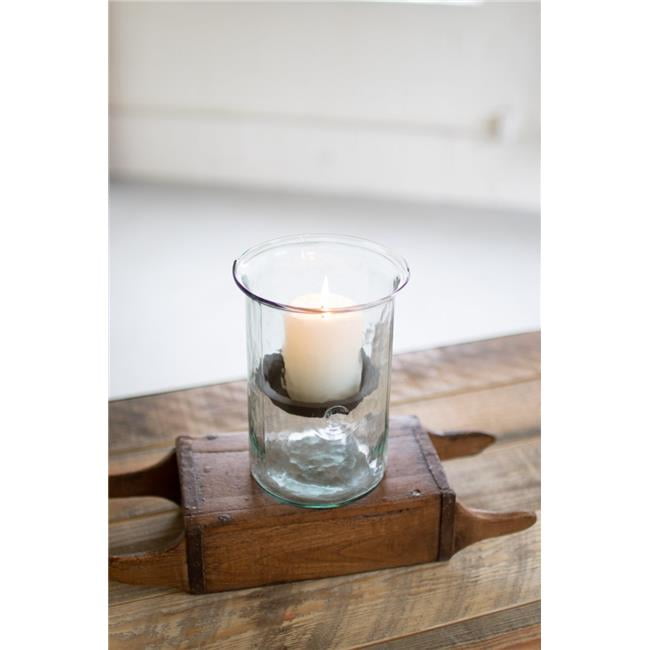 8 Glass Candle Cylinder With Rustic Insert