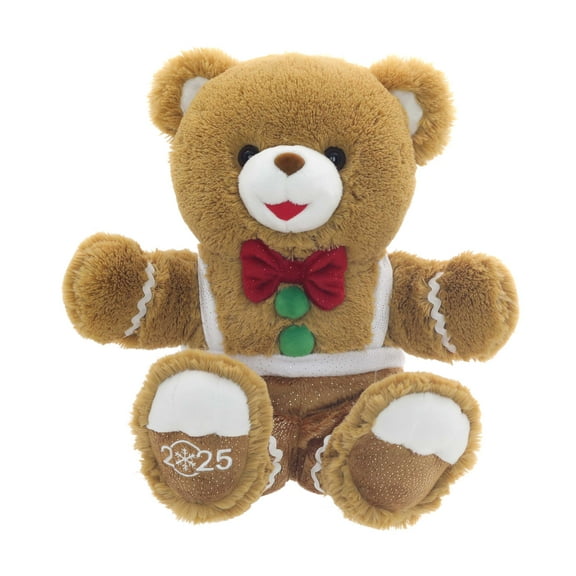 Gingerbread Boy 2025 Teddy Bear Christmas Plush, Brown, 15", by Holiday Time