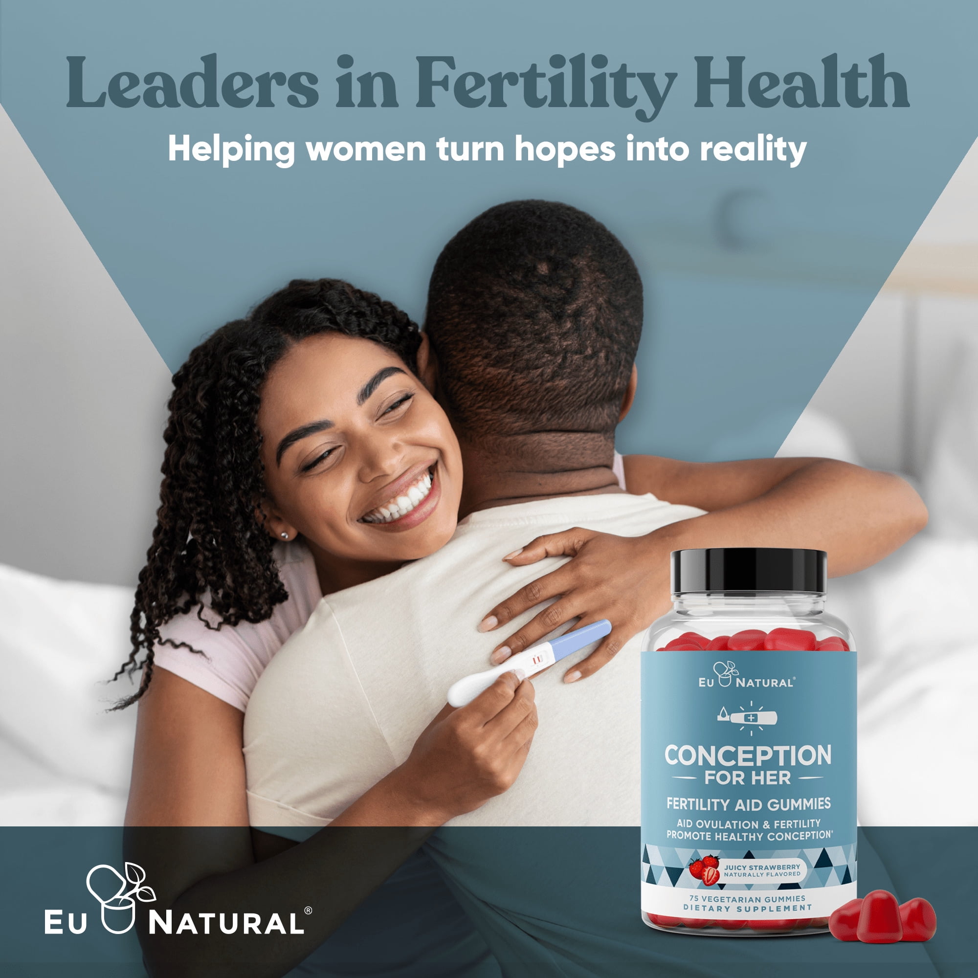 Eu Natural Fertility Gummies - Fertility Supplements for Women with Myo Inositol, Folate & More - Prenatal Gummy Vitamins -  Delicious Juicy Strawberry Hormone Balance Vitamins, 75 ct Gummies