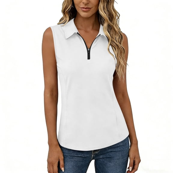 BUIGTTKLOP Womens Sleeveless Golf Shirts Zip up Work out Tank Tops Lightweight Quick Dry for Tennis, Casual