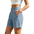thumbnail image 5 of Omexry Maternity Shorts for Women Women's Summer Solid Color Casual Shorts with Pockets and Multiple Buttons Gray L, 5 of 6