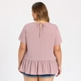 thumbnail image 3 of DARING DIVA Women's Plus Babydoll Tops Crew Neck Blouses 2X Pink, 3 of 6