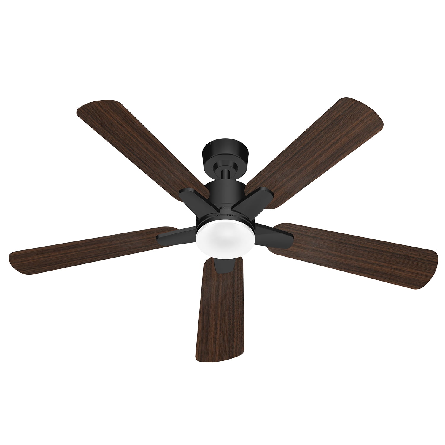 Manistays 52 inch Downrod Ceiling Fan with LED Light, Remote Control, 6 Speeds, 5 Blades, Black