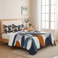 thumbnail image 5 of Full Quilt Set 78''x90'', Navy Blue Lightweight Bedspread Coverlet Set with 2 Pillow Shams, Middle Century Modern Geometric Abstract Art Breathable All Season Quilt Bedding for Bedroom/Guest Room, 5 of 9