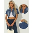 thumbnail image 2 of DARING DIVA Women's Summer Short Sleeves Crop Denim Jackets XS Mid-Blue, 2 of 6