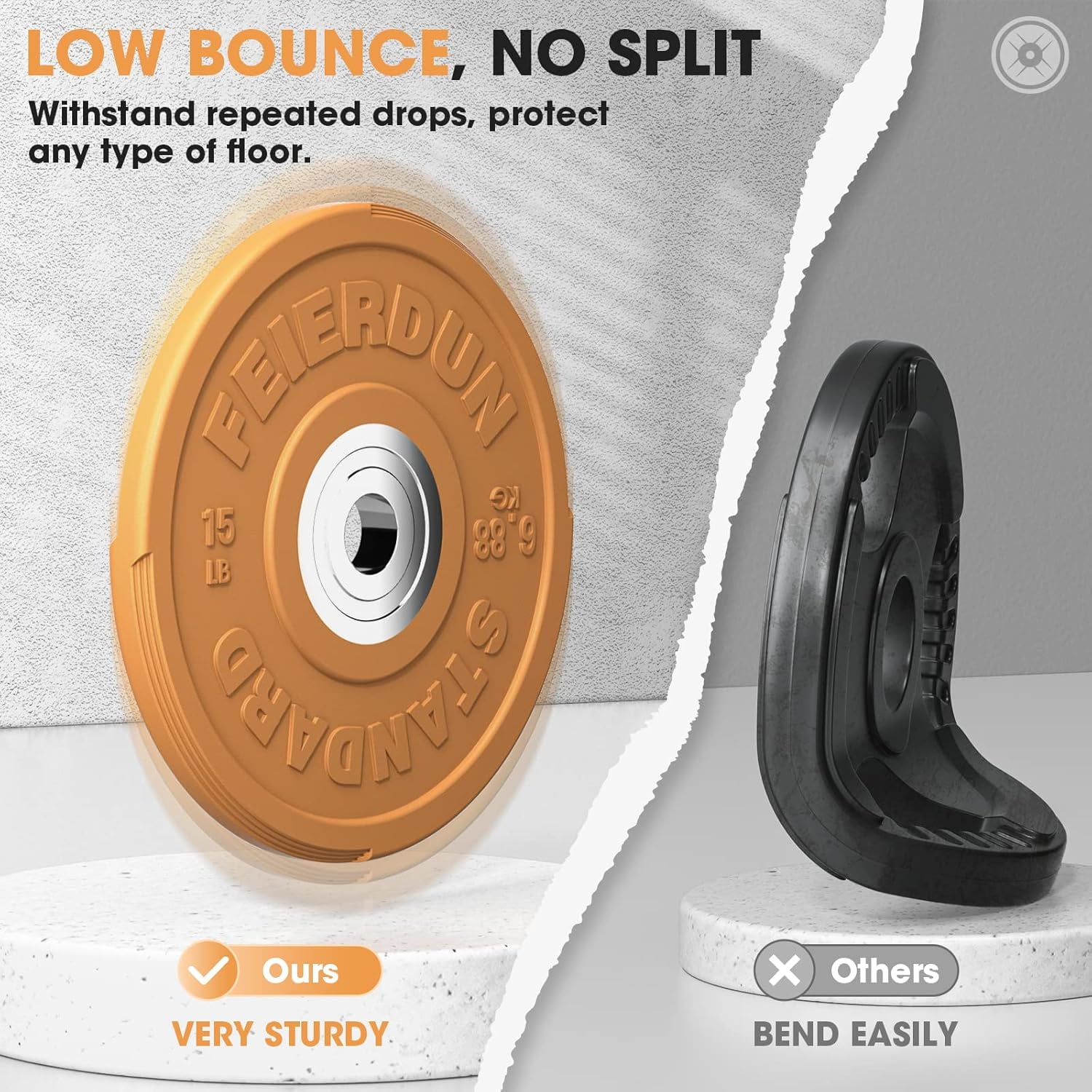 2" Color Olympic Bumper Plate Weight Plate for Strength Training - 100% Virgin Rubber