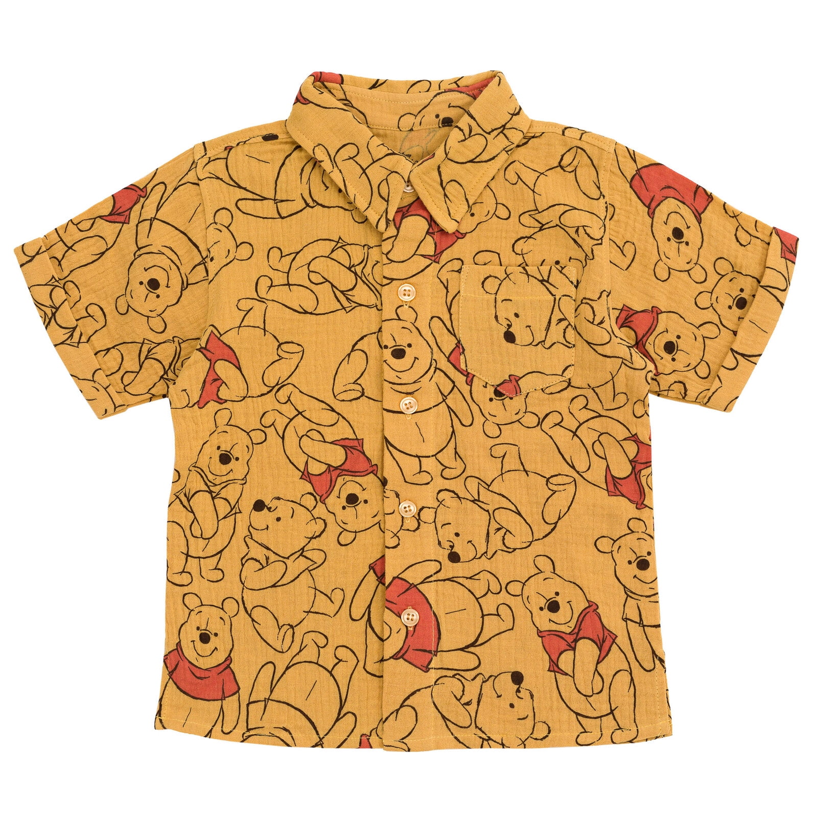 Disney Winnie the Pooh Infant Baby Boys Hawaiian Button Down Shirt and Shorts Orange 18 Months