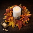 thumbnail image 5 of UALSRZL Candle Rings Wreaths, 10in Thanksgiving Sunflower Maple Leaves Berry Pinecone Candle Rings, Candles Wreath for Fall Table Decor, Multicolor, 5 of 7