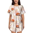 thumbnail image 1 of Fotbe Cute Sleepy Fox Conjunto de Pijama Estampado para Mujer, 2 Piezas, Ropa de Dormir con Camiseta de Manga Corta y Shorts Suaves-3X-Large, 1 of 6