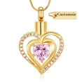thumbnail image 4 of Heart Urn Necklace for Ashes Cremation Jewerly, Double Heart Birthstone Crystal Pendant Necklace for Women Memorial Jewelry Ashes Keepsake Lockets Holder, 4 of 7