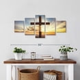 thumbnail image 2 of Elephant Stock Holy Cross Wall Art - Horizontal Multi Panel Canvas - Living Room Wall Decor - Religion And Spirituality Multi Panel - Blue And Yellow Decor - 29" x 12", 2 of 4
