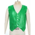 thumbnail image 5 of Sholeno Boys Girls Glitter Sequine Hip-hop Jazz Dance Vest Waistcoat Party Stage Performance Costume Green 9-10, 5 of 7