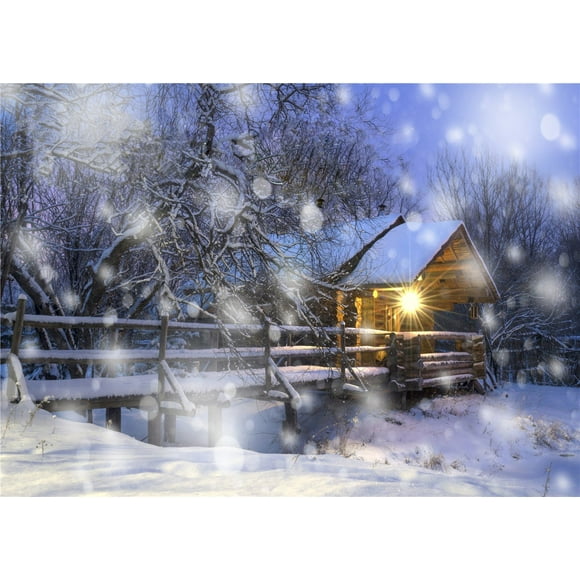 EREHome Polyester Fabric 5x7ft Winter Backdrops for Photography Frozen Snow Backgrounds Railway Backdrop for Wedding Photo Shooting