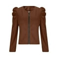 thumbnail image 5 of Crunowin Womens Cropped Jacket, Long Sleeve Zip Up Short Jacket 2025 Stylish Outwear Brown S, 5 of 8