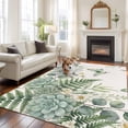 thumbnail image 2 of Area Rug for Living Room, Spring Eucalyptus Non-Slip Indoor Large Carpet for Bedroom/Dining Room, Garden Botanical Leaves Butterflies Washable Low-Profile Rectangle Floor Runner Rugs - 6 x 9 Ft, 2 of 8