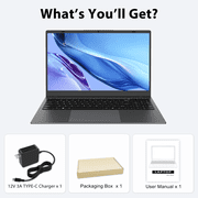 RNRUO 15.6 Laptop Computer, 32GB RAM 512GB SSD, Intel 6500Y, Type-C PD Dual 4K Output 1080p FHD Numeric Keypad, WiFi5 BT5.0 Office 2024 Windows 11 Laptop for Business, Student, Dark Gray