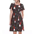 thumbnail image 1 of Easygdp Cute Christmas Gnomes para Vestido Transpirable de Mujer, Vestido Suelto de Manga Corta con Pliegues y Bolsillos para el Verano, 1 of 6