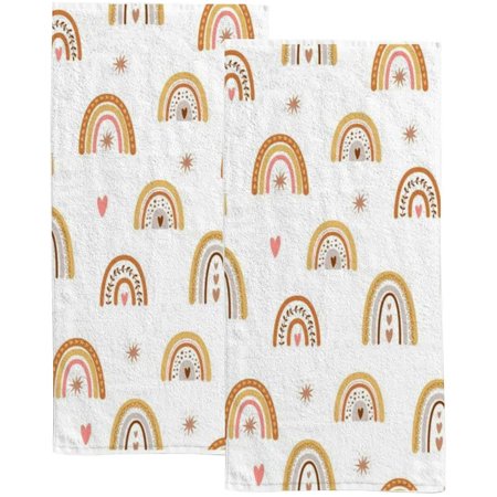 Hand Towels 2 Pack Cartoon Cute Rainbow Towel for Bathroom Comfortable Skin-Friendly Spa Kitchen Hotel Bath Gym Running 30X15 Inch