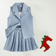 thumbnail image 5 of IROINNID Girls Summer Clothes T-shirt + Skirt + V-est Jacket Three-piece Pleated Skirt Suit British Style 7T, 5 of 5