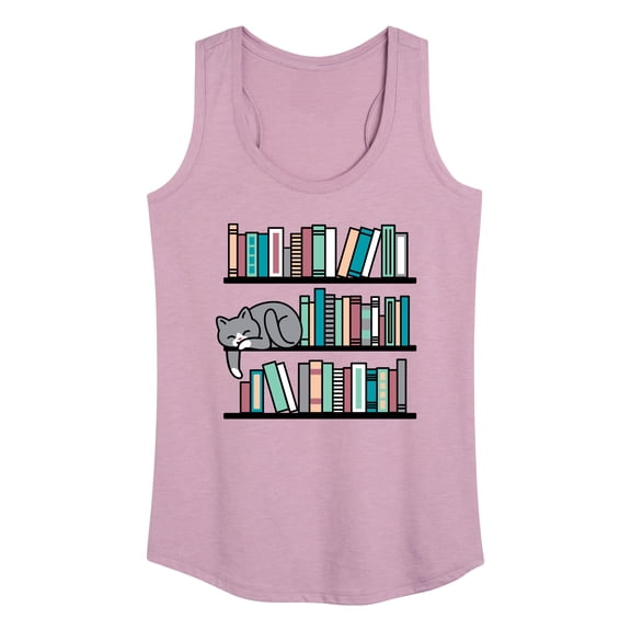 Instant Message - Cat Book Shelf - Women's Racerback Tank Top