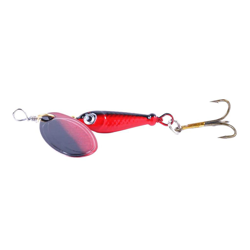 Durable Fishing Lure Single Hook/Treble Hook Crank Bait Rotating Spinner Spoon 