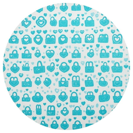 

Blue Lock and Heart Pattern 6-Piece 15.4in Durable PVC Plate Mats Heat-Resistant for Parties and Dining