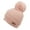Indi Pink, variant on Women's Rib Knit Winter Pom Pom Beanie Hat Cuff Skull Cap