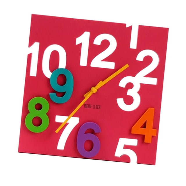 Reloj de pared de moda acrílico cuadrado de 30x30 cm / 12 pulgadas, reloj silencioso con números huecos 3D, decoración de oficina para habitación de c rojo Zulema Reloj colgante de pared