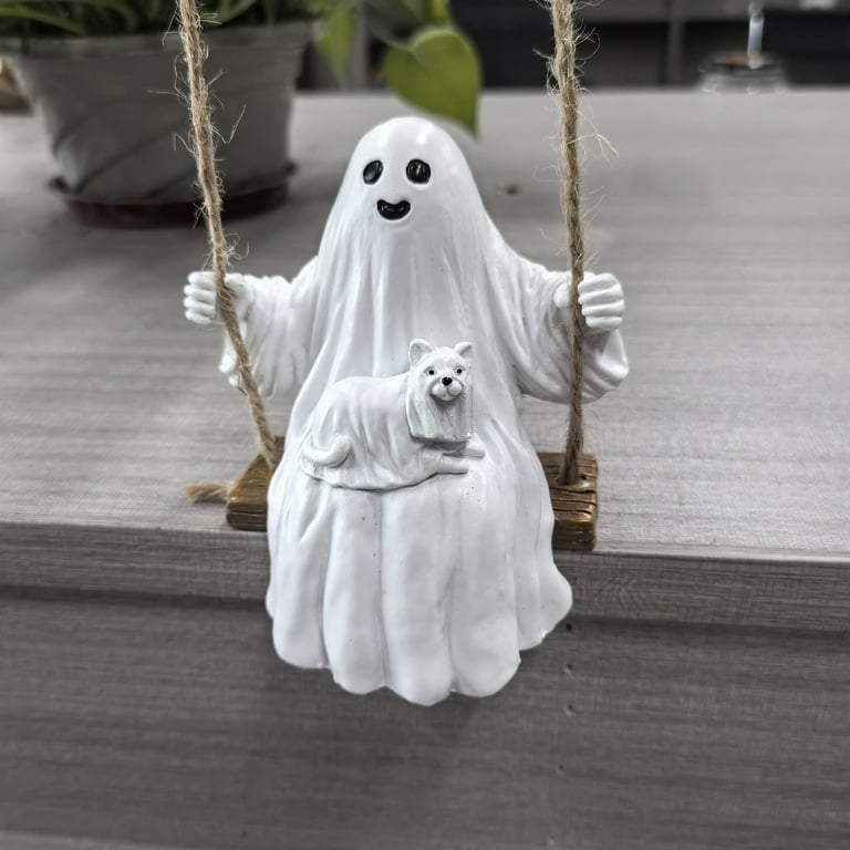 NSESSHome Resin Halloween Cute Swing Ghost, Funny Ghost Figurine