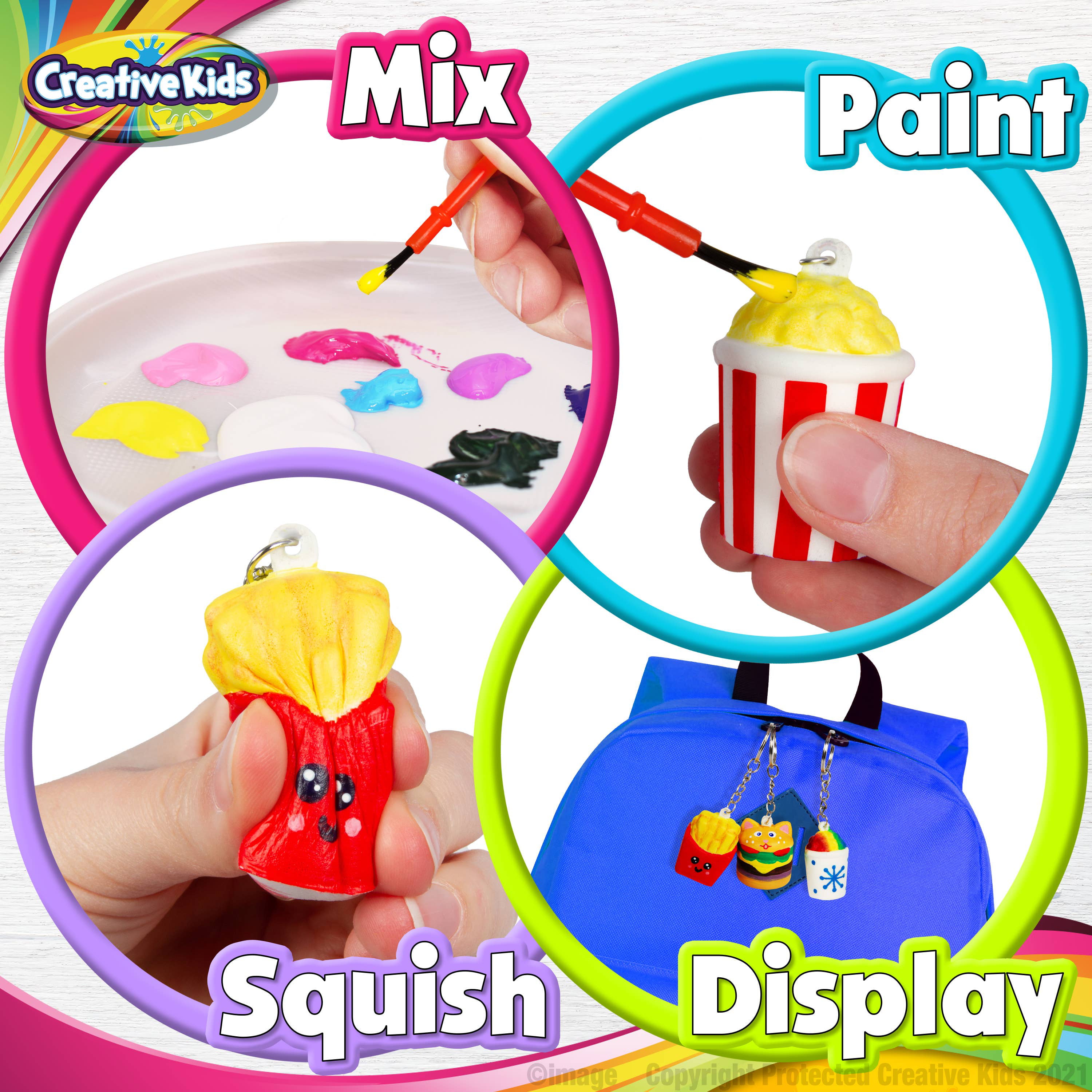 Creative Kids Paint Your Own Squishies Kit - Color 3 Jumbo & 2 Keychain  Size Squishies Ages 6+
