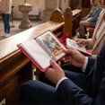 thumbnail image 5 of Genuine Leather Holy Card Holder with 54 Cards Religious Card Storage Organizer Wallet Case, 5 of 7