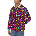 thumbnail image 2 of JUNZAN Colorful Hearts Print Men's Zip Up Hoodie Athletic Hoodies Long Sleeve Hooded Sweatshirts With Pockets (S-3XL), 2 of 6
